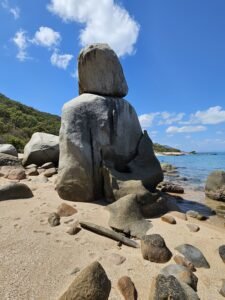 Rocks stacked on a beach