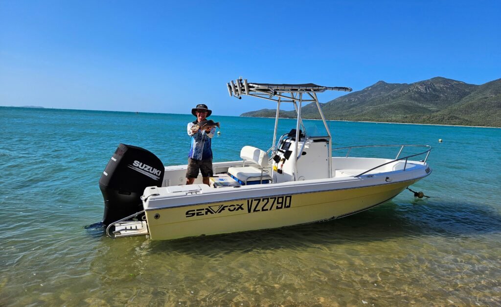 Fishing from a boat