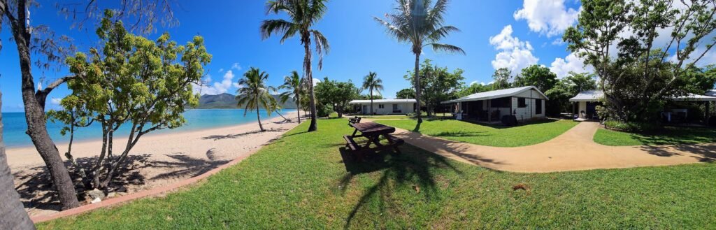 Panoramic showing tables and beachfront