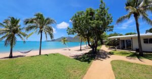 Looking back at Bungalow 3 and Cape Gloucester Island